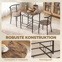 HOMCOM Eettafelset 3-delig, keukentafel met stoelen voor 2 personen en opbergrek, woonkamer rustiek bruin(m-6)