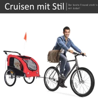 PawHut 2 in 1 hondenaanhanger fietskar jogger vlag windgordijn voor honden 4 kleuren(m-6)