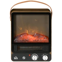 HOMCOM elektrische haard met vlameffect, geluidsarme staande haard met handgreep, verstelbare haard, 750/1500W binnenverwarming met oververhittingsbeveiliging voor woonkamers en interieurs(m-10)