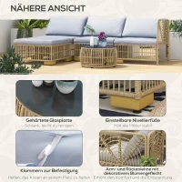 Outsunny Tuinset, 5-delig, inclusief zitkussen, kunstrotan, roestvrijstalen frame, lichtgrijs(m-7)