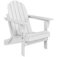 Outsunny tuinstoel, klapstoel, ergonomisch design, weerbestendig, kunststof, wit, 73 x 82 x 88 cm(m-15)