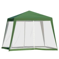 Outsunny Tuinpaviljoen paviljoen partytent tuintent met muggengaas beige 3 x 3 m(m-10)