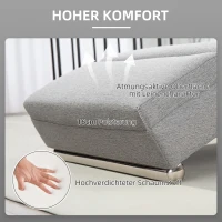 HOMCOM Gestoffeerde fauteuil met rugleuning, relaxstoel met stalen poten en dikke bekleding, voor woonkamer en slaapkamer, lichtgrijs(m-4)