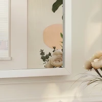HOMCOM Miroir mural rectangulaire 50 x 70 cm, cadre en bois blanc, idéal pour la salle de bain, salon ou chambre(m-11)