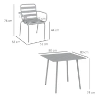 Outsunny 5-delige tuinzitgroep buiten zitgroep tuinmeubelset, weerbestendig, modern design, 80 x 80 x 74 cm, grijs(m-3)