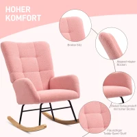 HOMCOM Schaukelstuhl, kuscheliger Bezug, dicke Polsterung, rutschfest, Rosa(m-5)