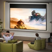 HOMCOM Projectiescherm 293 x 193 cm 120 inch 16:9 HD 4K Elektrisch met Afstandsbediening, Wit(m-2)