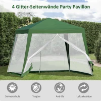 Outsunny Tuinpaviljoen paviljoen partytent tuintent met muggengaas beige 3 x 3 m(m-4)