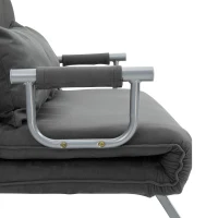 HOMCOM Tweepersoonsbank fauteuil armleuning opklapbed logeerbed chaise longue 3-in-1 grijs(m-8)
