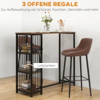 HOMCOM Bartafel Staande Tafel Keukenbar, Industrieel Ontwerp, 3 Planken, 120 x 40 x 105 cm; Zwart + Bruin(m-4)