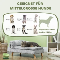 PawHut Hundebett, Hundesofa, waschbarer Plüschbezug, bis 20 kg, 80 x 50 x 40 cm, Hellgrau(m-7)
