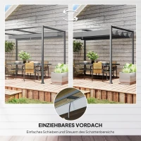 Outsunny Pergola paviljoen terrasoverkapping met schuifdak polyester grijs(m-4)