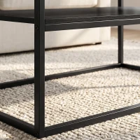 HOMCOM Salontafel met Opbergruimte, modern industrieel, 2 planken & verstelbare poten, eiken(m-11)