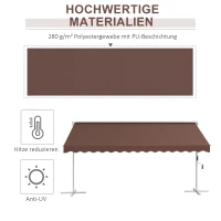 Outsunny Vrijstaande markies 4,5x3,4m, kantelbaar, slinger, metalen frame, bruin(m-4)
