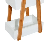 HOMCOM Badkamerstelling ladderrek 3 niveaus ladderkast badkamer opbergkast stelling wit(m-7)