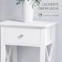 HOMCOM nachttafel telefoontafel bijzettafel woonkamertafel met schuiflade hout wit(m-6)