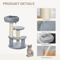 PawHut Kattenboom klimboom speelboom kattenbed kattenkrabboom grijs(m-5)