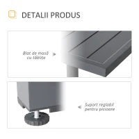 Masa de Gradina Extensibila Outsunny pentru 8-10 Persoane cu Structura din Aluminiu, 135-270x90x75cm, Gri(m-7)