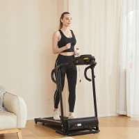 HOMCOM Tapis Roulant Elettrico Pieghevole Salvaspazio, Tapis Roulant Professionale con Display LCD, Velocità 0.8-10km/h e 12 Programmi, Potenza 500W, per Casa e Ufficio, Nero(m-10)