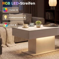 HOMCOM LED Salontafel met opbergruimte, hoogglans, modern, 2 lades & afstandsbediening, wit(m-4)