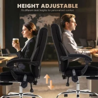 Vinsetto Ergonomischer Bürostuhl mit Massagefunktion, Fußstütze, drehbar, rollbar, Schwarz(m-7)