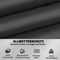 Outsunny Beschermhoes voor tuinmeubelen winterbestendig waterdicht anti-UV hoes 420D Oxford-stof 125x125x74cm zwart(m-4)