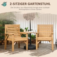 Outsunny Bistroset 3-delig van hout Weerbestendig Tuinmeubelset met Lamellenontwerp Parasolgat Bruin(m-4)