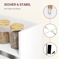 HOMCOM Inklapbare Eettafel, Geschikt voor Kleine Ruimtes, met 4 Discrete Schappen, Opvouwbare Keukentafel, Anti-Kantelfunctie, Wit(m-6)