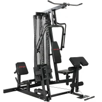 SPORTNOW Krachtstation fitnessstation met latpull butterflystang 65 kg gewichten kabel tot 120 kg(m-12)