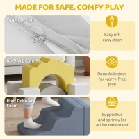 AIYAPLAY 7-teiliges Kinder Schaumstoff Bausteine für Kinder mit abnehmbarem Bezug, Indoor Kletter- und Krabbelspielzeug, Gelb(m-5)