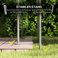 Outsunny Tuinpaviljoen Dubbel Dak, 6 Zijpanelen, Waterafstotend, Voor Tuin en Terras, 4x3 m, Donkergrijs(m-7)