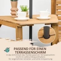 Outsunny Bistroset 3-delig van hout Weerbestendig Tuinmeubelset met Lamellenontwerp Parasolgat Bruin(m-5)