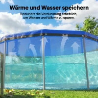 Outsunny Zwembadafdekking rond Ø 550 cm stof- en waterdichte afdekzeil met bevestigingstouw en spanner voor zomer & winter, Blauw(m-7)