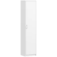 HOMCOM Armadio da Cucina Slim a 5 Ripiani con Spazio Interno Regolabile, in Legno, 40x35x180 cm, Bianco(m-11)