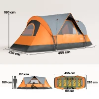 Outsunny 5-6 Man Dome Camping Tent - Orange(m-3)