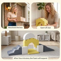 AIYAPLAY 7-teiliges Kinder Schaumstoff Bausteine für Kinder mit abnehmbarem Bezug, Indoor Kletter- und Krabbelspielzeug, Gelb(m-7)