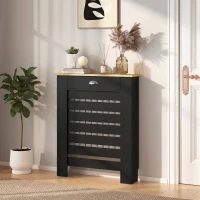 HOMCOM 95.5H x 78Wcm Radiator Cover, with Drawer - Black(m-10)