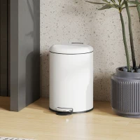 HOMCOM Prullenbak 20L, met Pedal, Binnenemmer, vingerafdrukvrij, Stil Sluiten, Crèmewit(m-2)