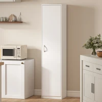 HOMCOM Armadio da Cucina Slim a 5 Ripiani con Spazio Interno Regolabile, in Legno, 40x35x180 cm, Bianco(m-8)