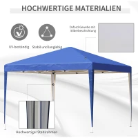 Outsunny Pavillon, 2,95 x 2,95 m Pop-Up-Faltpavillon, Gartenpavillon, Partyzelt, UV-Schutz, Stahl+Oxfordstoff, Blau(m-4)