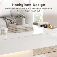 HOMCOM LED Salontafel met opbergruimte, hoogglans, modern, 2 lades & afstandsbediening, wit(m-5)