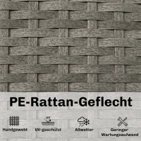 Outsunny Poly Rattan ligstoel S-vormige tuinstoel met 5-voudig verstelbare rugleuning hoofdsteun ademend UV-bestendig(m-6)