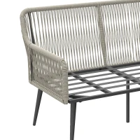 Outsunny Rattan Garden Furniture Set, 4 Piece Outdoor Patio Furniture with Tempered Glass Table and Chairs, Indoor Balcony Conservatory Set(m-10)