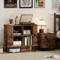 HOMCOM Mid-Century Sideboard Cabinet, Nightstand, Accent Console with Tambour Doors, Rustic Brown(m-2)