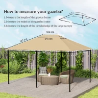 Outsunny Tetto di Ricambio per Gazebo 4x3 m Anti UV in Poliestere con Presa d'Aria, Khaki(m-3)