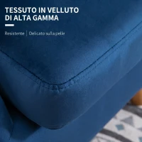 HOMCOM Poltrona da Salotto in Velluto con Imbottitura Spessa, Gambe in Legno e Braccioli, Blu(m-4)