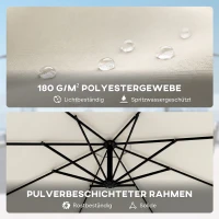 Outsunny Zweefparasol Ø300 cm Kantelbaar Parasol met Draaimechanisme Kruisvoet Windkoorden Beschermhoes Crème(m-6)