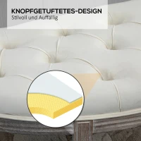 HOMCOM Gestoffeerde Bank Zitbank Vintage Retro Bedbank met Knopen Fluweelzachte Aanraking Rubberhout Beige 142 x 49 x 49 cm(m-4)
