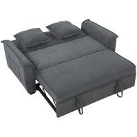 HOMCOM Futon slaapbank, verstelbare rugleuning, 2-zits met 2 kussens, donkergrijs