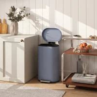 HOMCOM Prullenbak Keuken 30L Pedaalemmer met Soft-Close Deksel, Metalen, Grijs, 36,5 x 31 x 61 cm(m-8)